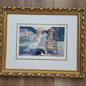 Corrine Hartley "Chu Chu Train" Lithograph Print in Gold Frame